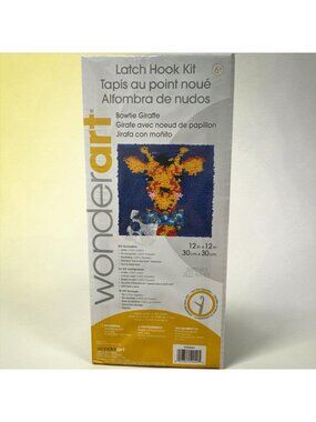 WonderArt Latch Hook Kit Bowtie Giraffe 12"x12" Craft Set For Ages 6+